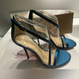 Jessica Simpson Teal lagoon satin sandals